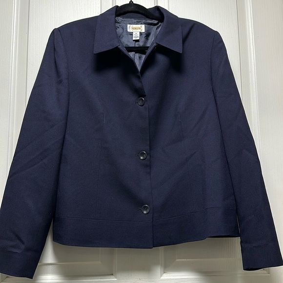 Talbots 💯 % Wool Navy Blue Jacket  Sz 14 - Picture 1 of 6